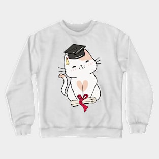 Funny White cat is graduating Crewneck Sweatshirt